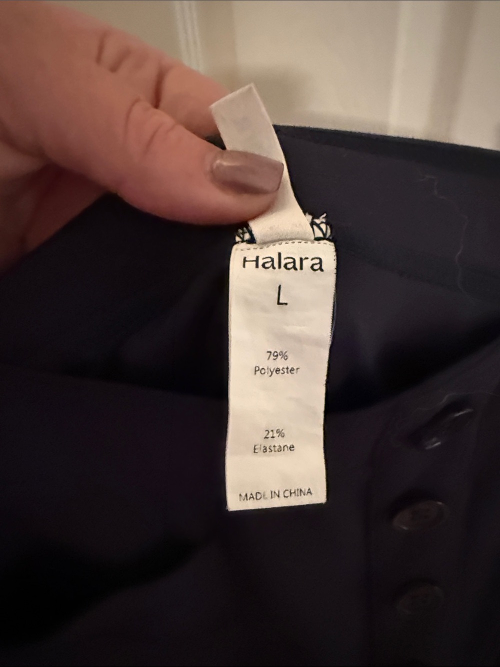 Women's Navy Wide-Leg Pants with Button Front; elastic waistband, pull on pant - Picture 3 of 3